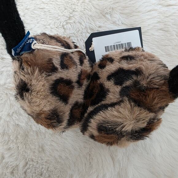 Hat Attack Fuzzy Black Leopard Faux Fur Earmuffs NWT Chunky Knit Headband main image 4